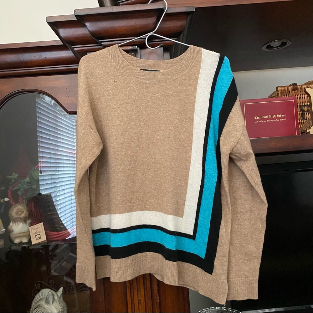 100% Cashmere Charter Club Luxury Sweater size S Colorblock MSRP $179